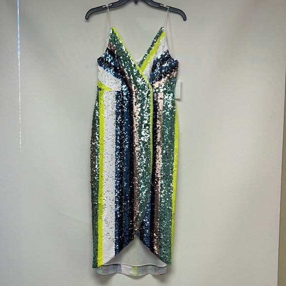 Aidan Mattox striped sequin midi dress - Picture 5 of 6